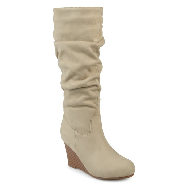 wedge heel wide calf boots