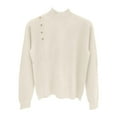 thumbnail image 4 of Ediodpoh Womens Sweaters Button Front Knit Pullover Soft Comfortable Loose Fit Turtleneck Top Fall Winter Casual Beige XXL, 4 of 4