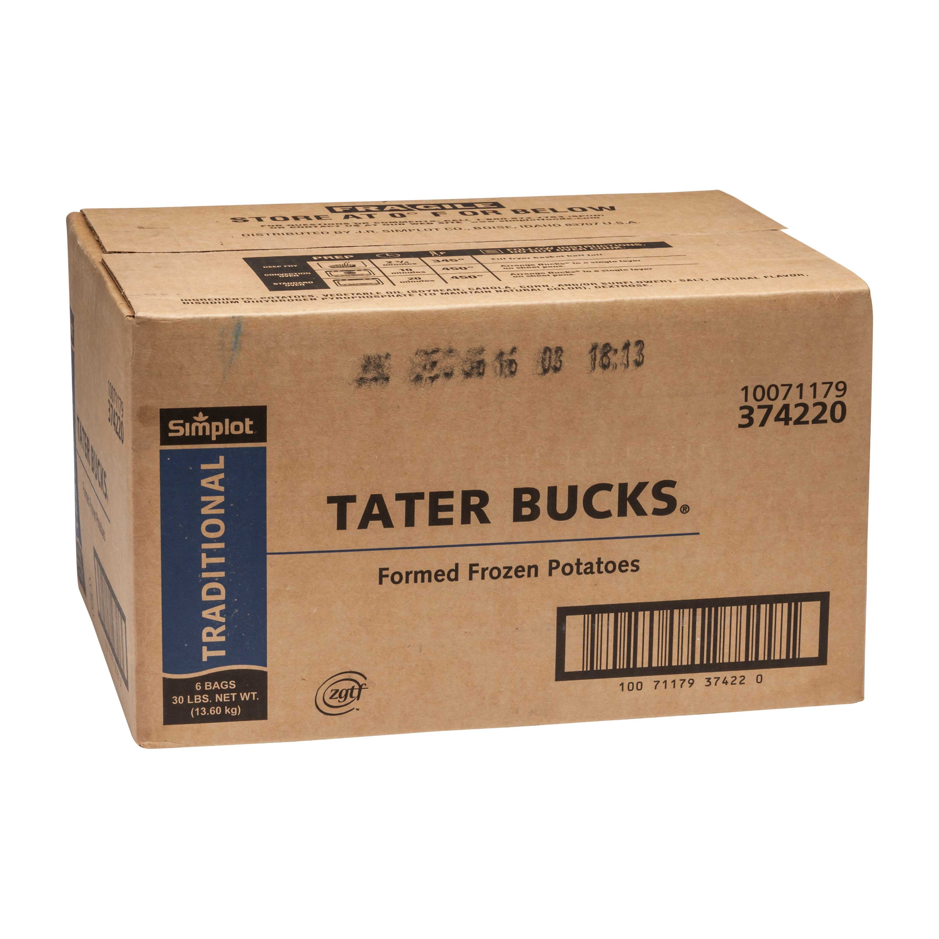 Simplot Tater Bucks, 5 Pound - 6 per case.