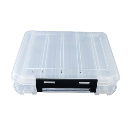 ziertyon 10/14/16 Grids Tackle Box Fishing Lure Container with Handle Transparent Design Multi-compartments Compact Size Portable Fishing Bait Storage Case