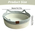 thumbnail image 3 of Woven Cat Bed, Woven Rope Cat Bed with Cat Ears, All Season Breathable Pet Bed for Cats Small Dogs, Washable Round Basket Style Cat House, Grey, 3 of 7