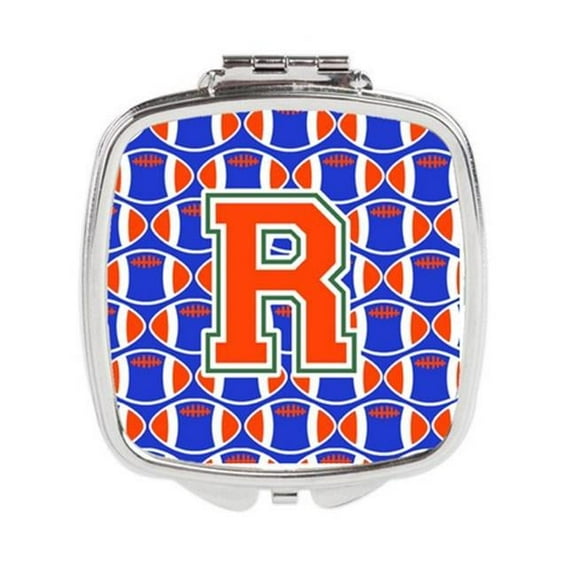 Carolines Treasures Letter R Football Green - Blue & Orange Compact Mirror