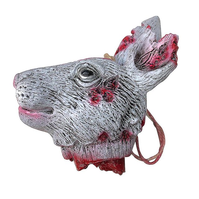 1pc Rabbit Head Pattern Creative Halloween Decoration Props Realistic Animal Shaped Pendant Party Accessories 15x10cm