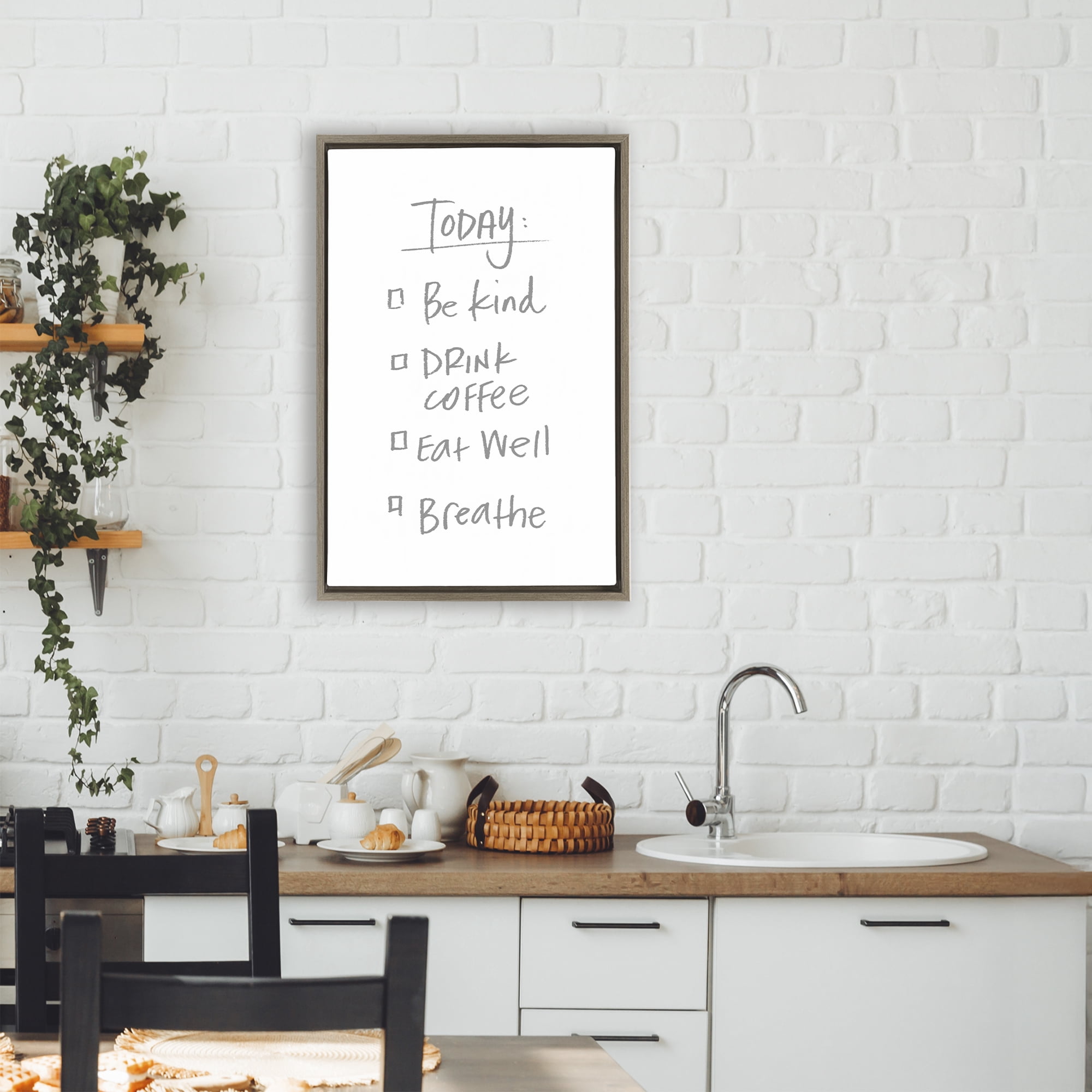Stupell Industries Simple Today's Checklist Brown Framed Floater Canvas Wall Art, design by SD Graphics Studio
