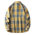 thumbnail image 7 of Plaid Shirts Men Trendy Loose Plus Size Casual Long Sleeve Button Down Lapel Shirt Coat Comfortable Fall Jackets for Men Yellow L, 7 of 7