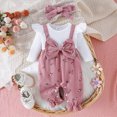 thumbnail image 2 of Newborn Infant Baby Girl Clothes Fall Winter Long Sleeve Bubble Romper Floral Bow One Piece Jumpsuit Cute Outfits Kaprioy Girls Clothes Fall Winter, 2 of 6