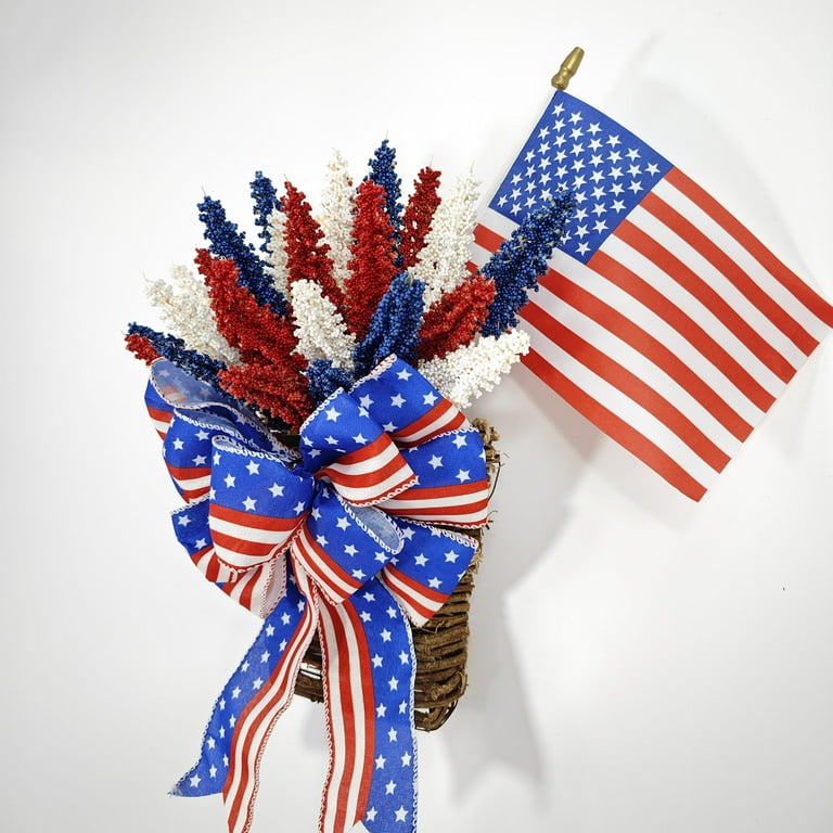 Farship 4th of July Patriotic Wreath, Red White Blue Decorations