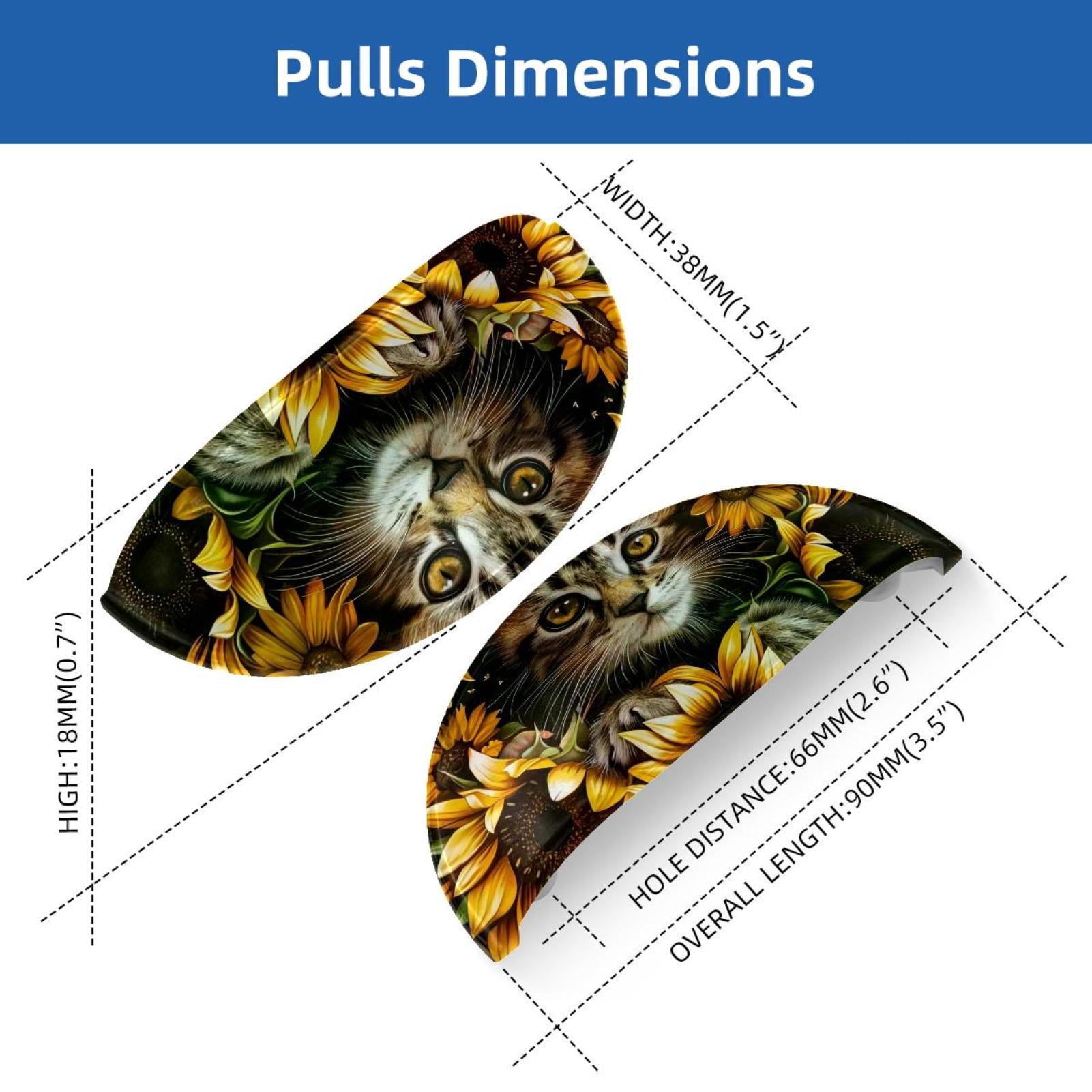 PhooArto 6 Pcs Cup Drawer Pulls, Sunflowers Cat Kitten Shell Shape Handles Cabinet Knobs for Dresser Cupboard Closet Wardrobe with Screws