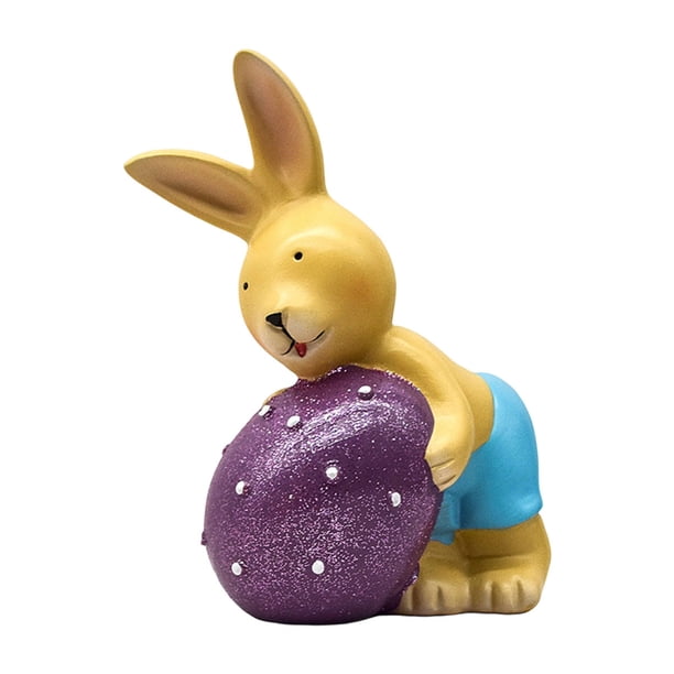 Conejo Lindo de Pascua Y Decoraciones de Huevos - Figuras de Conejos de Vacaciones de Primavera con Huevos Coloridos
