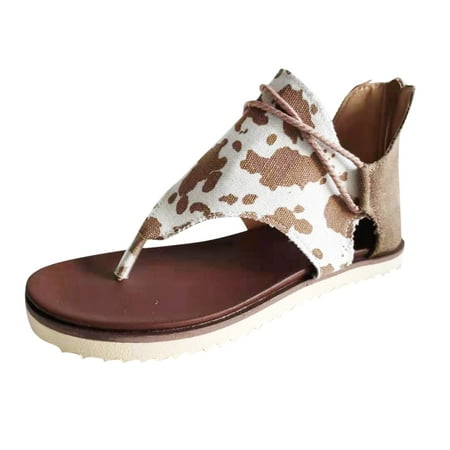 

HGWXX7 Sandals For Women Summer Womens Ladies Casual Camouflage Retro Flip Flops Comfy Sandals Zipper Shoes Stylish Shoes