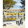 thumbnail image 3 of Yellow Sunflower and Green Leaves Outdoor Pillow Covers Waterproof Throw Pillow Cover 20x12in Set of 2,Rectangle Decorative Pillowcases Cushion Case for Patio Sofa Couch,Floral Sunshine Word on Linen, 3 of 7