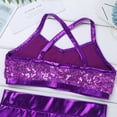 thumbnail image 5 of LiiYii Kids Girls Ballet Jazz Dance Outfit Gymnastic Crop Top with Shorts Hair Tie Set Purple 10, 5 of 7