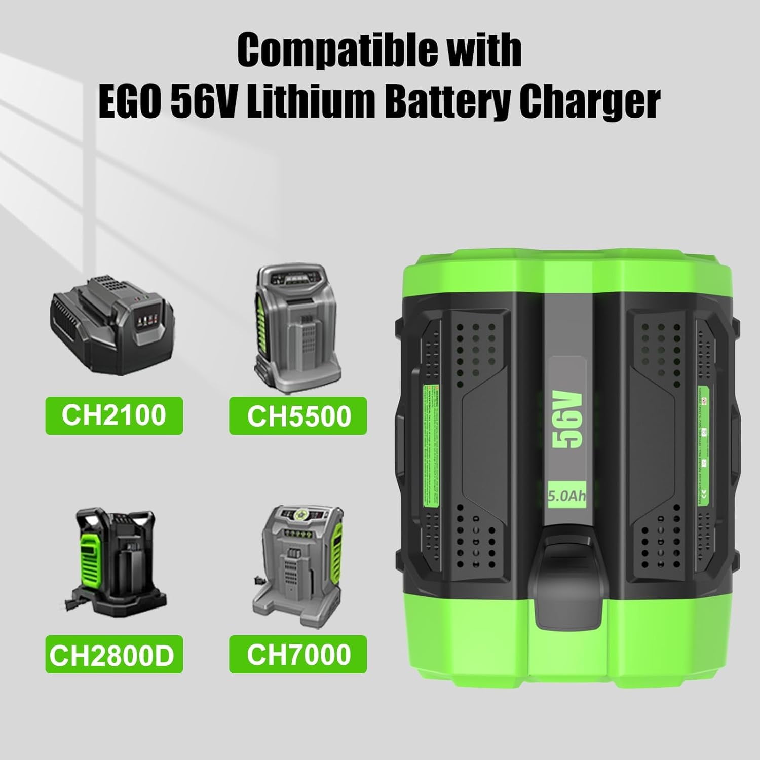 56 Volt 5000mAh High Capacity Replacement for EGO 56V Battery Power Tools Compatible with BA2800 BA4200 BA4200T BA1400 BA1400T BA2240 Cordless Power Tool