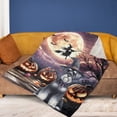 thumbnail image 4 of Spooky Halloween Night Witch Schnauzer Glowing Pumpkins Cozy Fleece Blanket Miniature Schnauzer Dog Lover Warm Soft Throw Blanket - 12015, 4 of 5