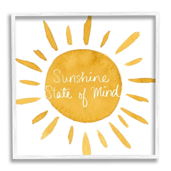 Stupell Indtries Sunshine State of Mind Phrase Big Bold Sun,12 x 12,Design by Lucille Price