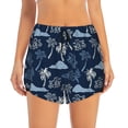 thumbnail image 2 of Goofa Hawaii Palms Printed Women 2 in 1 Running Shorts,Quick Dry Athletic Workout Shorts,High Waisted Athletic Shorts with Liner Pockets-Small, 2 of 8