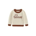 thumbnail image 2 of Aojekbee Toddler Girls Sweater Letter Embroidery Contrast Color Long Sleeve Pullovers Fall Winter Kids Clothes Baby Jumpers Tops, 2 of 10