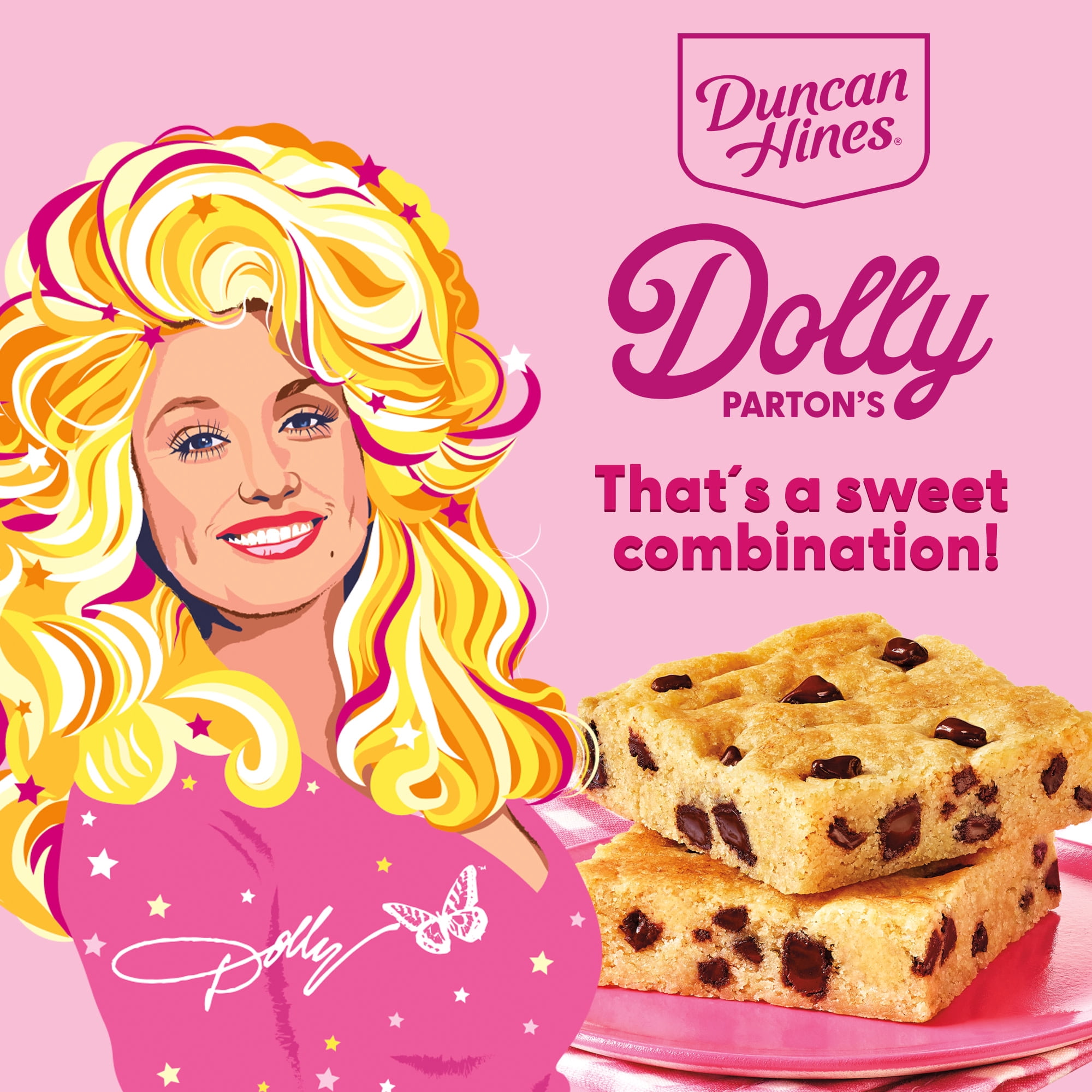 (12 pack) Duncan Hines Dolly Parton's Chocolate Chunk Blondie Bar Dessert Mix, 14.25 oz.