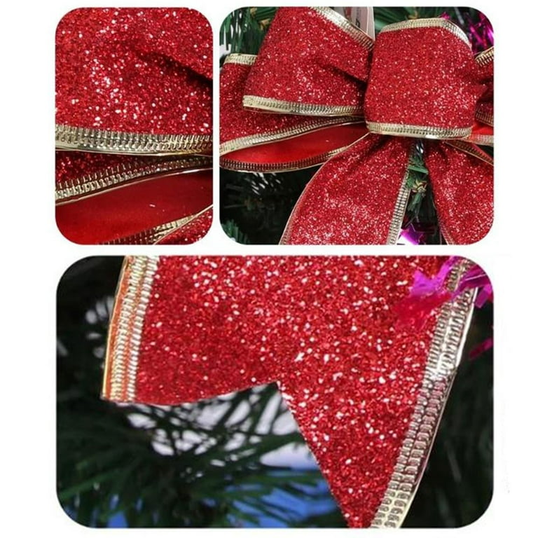 Healifty Gift Ribbon Glitter Ribbon 10pcs Bows Glitter Diamond Flower Knot  Ribbon Bow Gift Present Wrapping Tie Bow for Wedding Car Birthday Valentine
