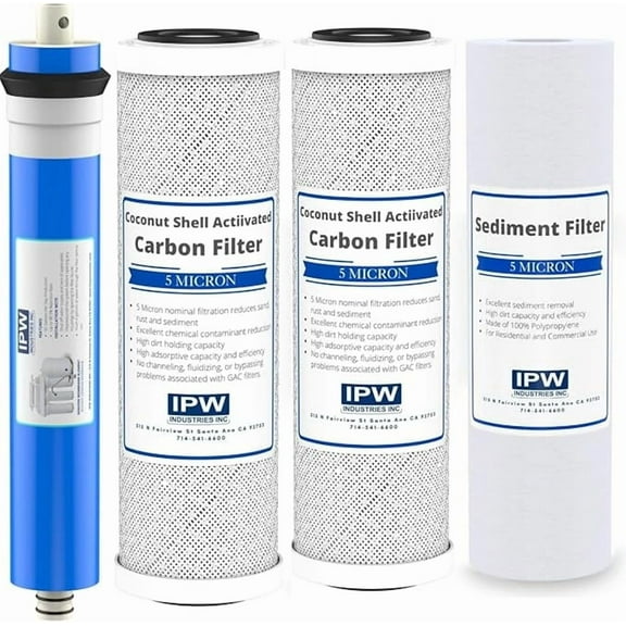 IPW Industries Inc. | Complete Reverse Osmosis Water Filter Replacement Kit for Krystal Pure KR15 - Membrane Filter, Carbon Block Filters, Polypropylene Sediment Filter for Efficient Water Filtration