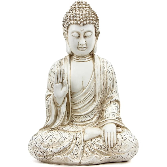 Leekung Buddha statue for home decor accents,laughing buddah statue for meditation zen garden spiritual room feng shui desk table yoga decor,small buda budda home decorations gifts antique ivory white