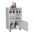 thumbnail image 5 of Phoenix Bar Cart with Two Open Shelves, Four Wine Cubbies and a Hinged-Door Storage cabinet, 5 of 5