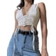 thumbnail image 5 of TRKIYQC Top corto de verano para mujer, camiseta sexy con cuello en V y cordones sin mangas, camiseta delgada, camisa base informal para citas y vacaciones TRKIYQC moderno, 5 of 5