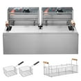 thumbnail image 1 of KFFKFF Electric Deep Fryer for Commercial Use, 3000W, with Triple Baskets, 18Qt/17L Capacity, Stainless Steel, Countertop Design, Ideal for Restaurants and Kitchens, Silver, 1 of 9
