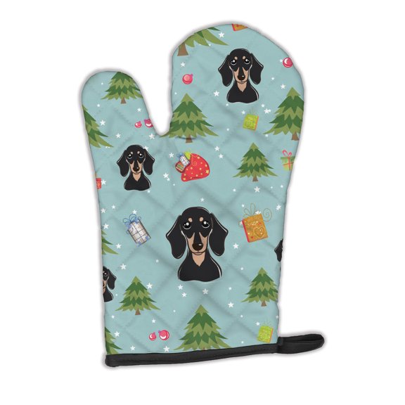 Carolines Treasures BB5004OVMT Christmas Smooth Black and Tan Dachshund Oven Mitt Large multicolor