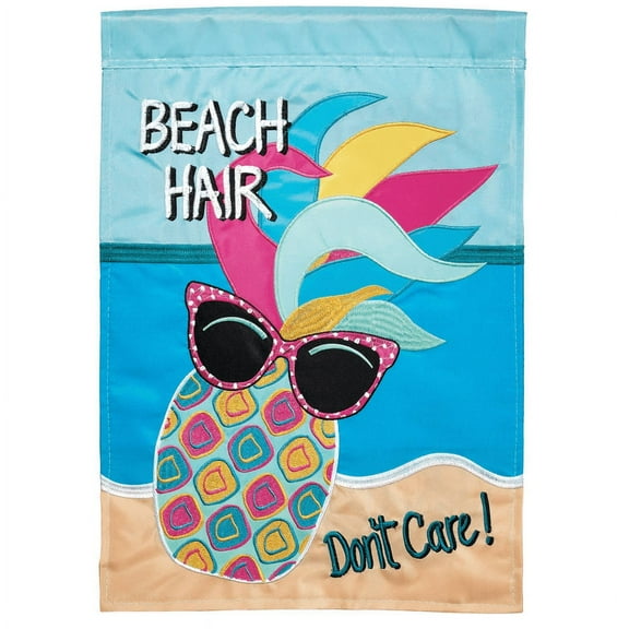 Magnolia Gardens M001314 29 x 42 in. Double Applique Beach Hair Pineapple Polyester Garden Flag - Large