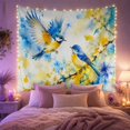 thumbnail image 2 of Floral Garden Birds with Interacting Flowering Branches Upper, Mystical Fantasy for Space Lovers, Galaxy Room Decor, Mother'S Day Gift, Tapestry Wall Hanging for Bedroom and Dorm, 2 of 7