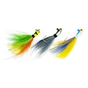 Charlie's Worms Potbelly Bucktail Jig in sizes 1/4oz, 3/8oz, and 1/2oz. Hand-Tied Fishing Lure for Freshwater Saltwater and Bass Fishing