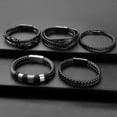 thumbnail image 7 of 5pcs Black Leather Bracelets for Men, Leather Bracelet with Stainless Steel Closure, 7 of 7