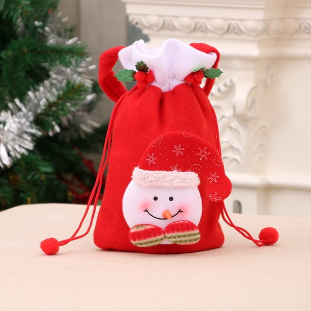 Bolsa de regalo navideña Mochila colgante de Santa Claus - Bolsa decorativa de tela de 10,8x6,4 pulgadas para caramelos, regalos y decoraciones de árbol