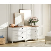Dresser for Bedroom with 6 Drawer, White Baby Dressers Large Mid Century Modern Wooden Closet Storage Organizer for Living Room,Kids Room Nursery, Hallway