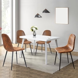 Mid-Century Dining Chairs Set Of 4 - PU Leather Wood Legs Modern Kitchen