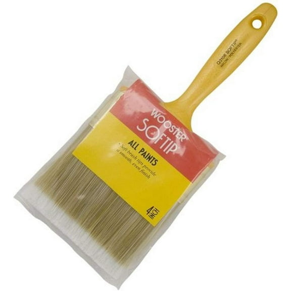 Wooster Softip Paintbrush - Synthetic Bristle Wall Brush - 4-Inch, Yellow