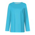 thumbnail image 4 of Fonma Women's Long Sleeve Crewneck Cotton Basic T-Shirt Solid Color Soft Comfy Casual Tops Fall Shirts for Women 2024 Cyan XL, 4 of 5
