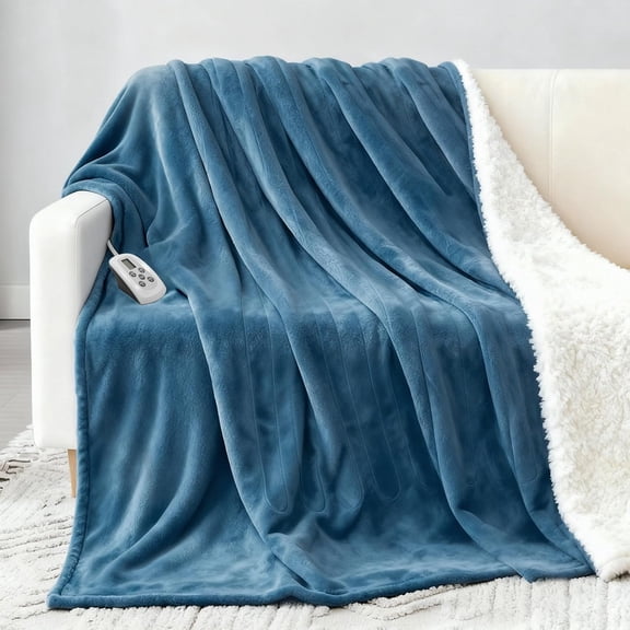 Heated Blanket Electric Blanket Queen Size 84"x90" Fast Heating Electric Blanket with Dual Control 10 Heat Levels & 10 Hours Auto-Off Overheat Protection Cozy Soft Flannel Heated Throw Blanket