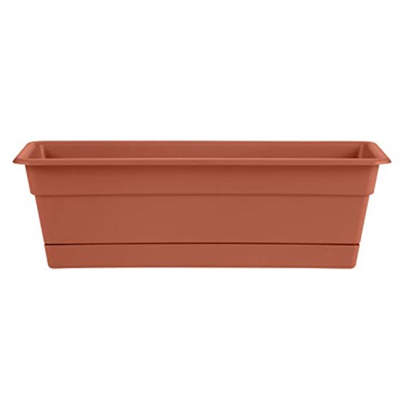 Bloem Dura Cotta Window Box Planter W/Tray 36 x 5.75 Plastic Rectangle Terracotta