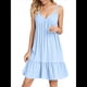 thumbnail image 2 of Vestido de Verano para Mujer 2025, Sin Mangas, con Tirantes Finos y Cuello en V, Informal, Estilo Swing. Azul XL, 2 of 8