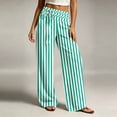 thumbnail image 5 of Women's Striped Lounge Pants Elastic Waist Straight Leg Trousers with Pockets Lightweight Comfy Cotton Linen Vacation Beach Pants,Sizes S-2XL, 5 of 6