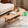 thumbnail image 4 of YWEN 100% Solid Oak Wood Coffee Table with Open Shelf - Oval Narrow Coffee Table for Small Space, Living Room (Oak, 39.37"), 4 of 8