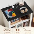 thumbnail image 6 of Record Player Stand with Charging Station Up to 200 Albums, 24" Wide Mid-Century Record Player Table with Vinyl Record Storage,Large Wood Turntable Stand Dispaly Cabinet for Living Room,White, 6 of 18