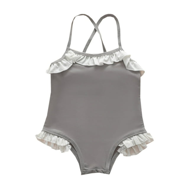 Hiiyo Toddler Girls One-Piece Swimsuit Ruffle Spaghetti Strap Bathing Suit Kids Swimwear