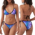 thumbnail image 3 of Fotbe Swirl Blue And Purple Traje de Baño para Mujer de Dos Piezas – Bikini Sexy de Tirantes Tipo Halter con Diseño Triangular, 3 of 6