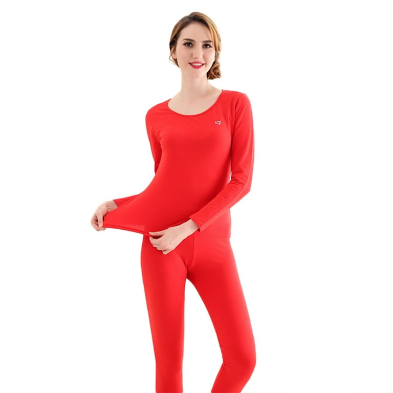 Women Seamless Elastic Thermal Underwear Inner Wear Winter Warm Clothes(Red  XL,Women) 