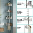 thumbnail image 3 of Twister.CK Corner Shower Caddy Tension Pole, 76"-110" Adjustable Bathroom Organizer Shelves, 4-Tier Rustproof Bathroom Shelves with Built-In Towel Bars, Silver, 3 of 6
