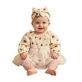 thumbnail image 4 of RMGVDSD Halloween Baby Girl Clothes Pumpkin Bodysuit Ruffle Long Sleeve Smocked Bubble Romper Tutu Dress with Headband Fall Holiday Outfit, 4 of 8