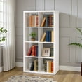 thumbnail image 3 of Tcbosik 8-Cube Storage Bookcase - Wooden 4-Tier Floor Standing Open Display Bookshelf for Home and Office, Open Back Design, 29.92"L x 15.35"W x 57.52"H, White, 3 of 7